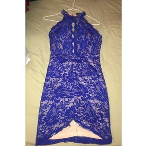 Royal blue slit dress